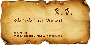 Körözsi Vencel névjegykártya